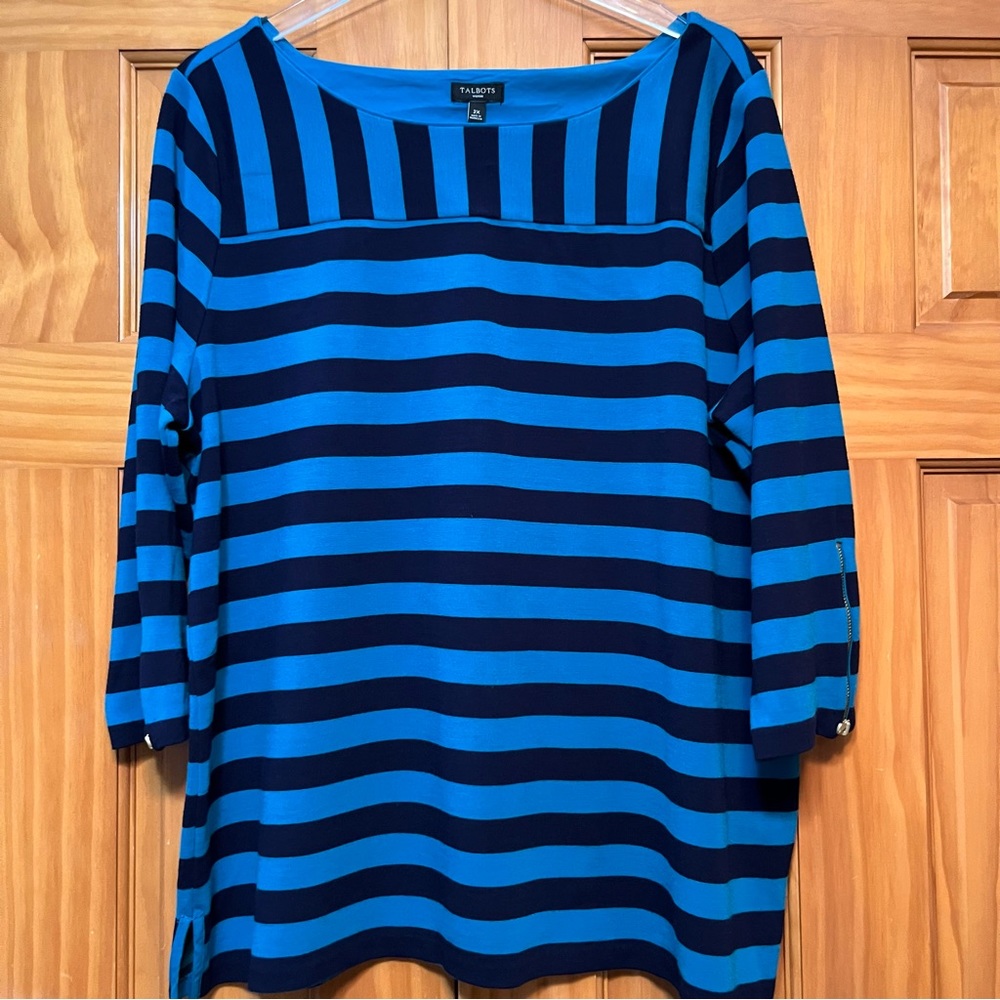 Talbots Woman Blue Striped Top Size 2X